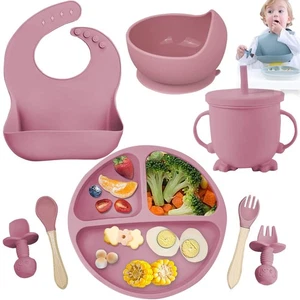 8PCS Baby Led Weaning Supplies Silicone Baby Self Feeding Set Eating Utensils - Picture 1 of 11