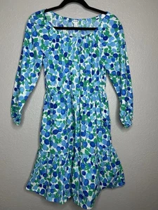 J Crew Scoop Neck Mini Dress Blueberry Puff Sleeve Pockets Tiered Spring Size 2 - Picture 1 of 11