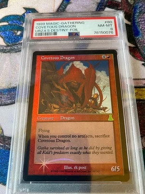 Mtg Covetous Dragon English Version Foil Psa8 - Image 1 of 4