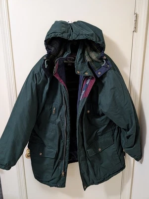 Sz XL Pacific Trail Men's Hooded Parka Dark Green Flannel Lined **Broken Zip - Image 1 of 4