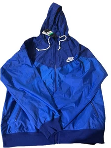 Giacca a vento Nike uomo (XL) abbigliamento sportivo con cappuccio leggera blu nuova con etichetta - Foto 1 di 5