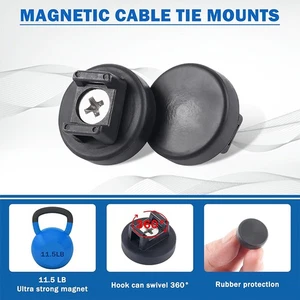 10 Pcs Magnetic Cable Zip Tie Mounts Multipurpose Magnetic Cable Holder - Picture 1 of 7