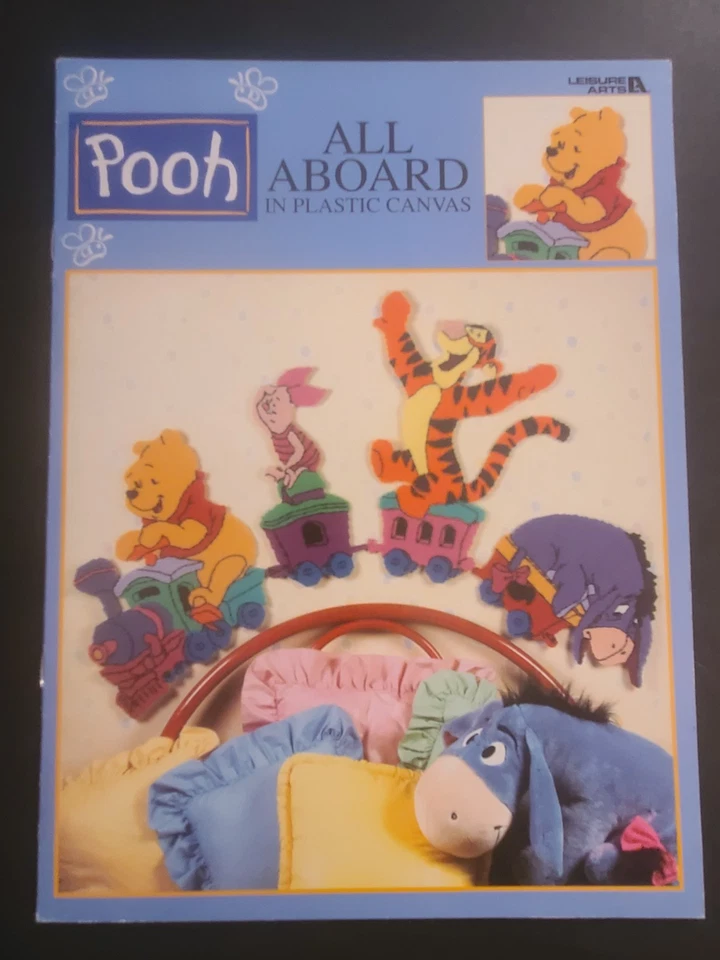 Vintage Leisure Arts Pooh ALL ABOARD in Plastic Canvas Pattern 1999 Book - Image 1 of 1