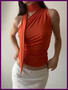 Canottiere donna senza schiena sexy spalle scoperte vintage senza maniche crop top - Foto 1 di 22