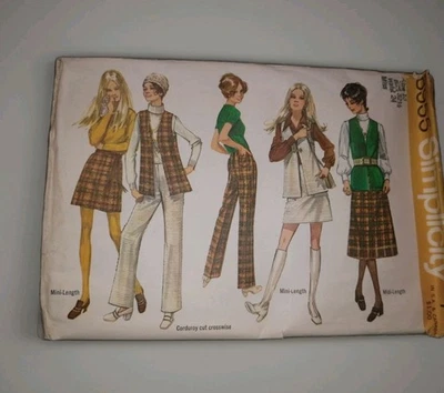Misses Skirt in Two Lengths Vest & Pants Size 10 Simplicity Sewing Pattern 8955  - Image 1 of 3
