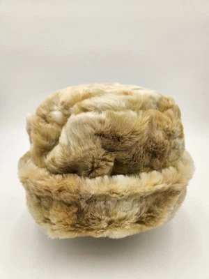 POLAR MITTS Tan Brown Faux Fur Bucket Hat Vintage Made in USA Sz M 23" - Image 1 of 4
