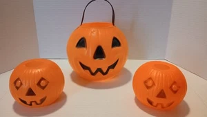 3 cubos de caramelo de calabaza JACK O LANTERN molde soplado de Halloween - 1980 Carolina Ind. - Imagen 1 de 4