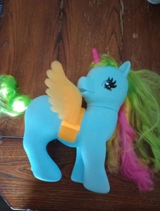 My Little Pony Large 9” Blue Unicorn Hasbro Rainbow Green Hair - Picture 1 of 3