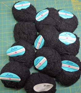 LOT/11 Schoeller Esslinger Lulu Yarn Black Wool/Nylon Boucle Vintage Germany - Picture 1 of 4