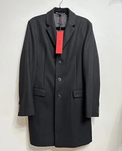 NUEVO CON ETIQUETAS $398 Abrigo Hugo Boss Para Hombre Migor Calce Ajustado Lana Sólida Negro Talla 36R - Imagen 1 de 17