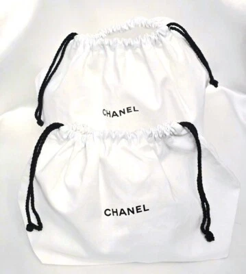 CHANEL White Cotton Drawstring Dust Bag / Shoe Storage Bag - 2 sizes to choose - Image 1 of 3
