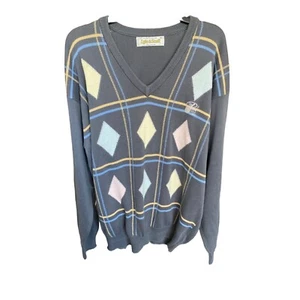 VINTAGE 90'S LYLE & SCOTT MEN'S COTTON ARGYLE GOLF SWEATER SZ XL - Picture 1 of 5
