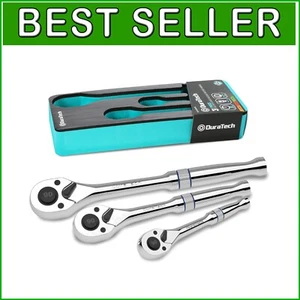 Juego de trinquete de 90 dientes de 3 piezas: llave de 1/4”, 3/8”, 1/2” - aleación cromada premium - Imagen 1 de 10