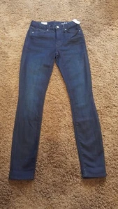 Jeans donna GAP 1969 vita alta skinny lavaggio scuro 24r elasticizzati nuovi con etichette - Foto 1 di 8