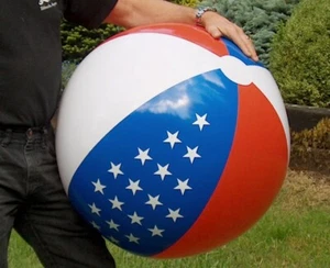 36" Inflatable STARS & STRIPES Beach Ball USA Fun `4th of July` Pool Party Toy - Picture 1 of 4