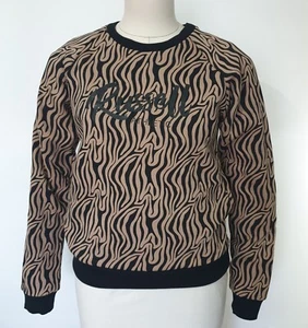 UK M 12 - Russell Athletic Animal Print Sweatshirt in Black & Beige Print - Picture 1 of 6