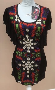 CUSTO BARCELONA Size 35” Save The Queen BodyCon Mini Dress Black Multi New Tags - Picture 1 of 11