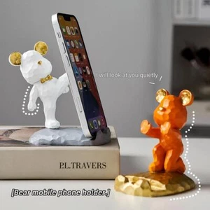 Statuina Orso Porta Telefono Resina Moderno Multicolore Massello Piccolo Free Stand Decorazione - Foto 1 di 25