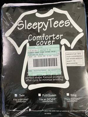 Cubierta edredón reversible doble para camisetas para dormir - palomitas de maíz/azul francés NUEVA EN PAQUETE Foto 1 de 4