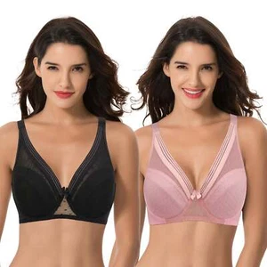 Women's Plus Size Unlined Minimizer Full Coverage Mesh Underwire - Picture 1 of 7