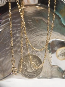 375 YELLOW GOLD FIGARO 3+1 LINK NECKLACE - LENGTH : 44 CM / HALLMARKED : 375 - Picture 1 of 7