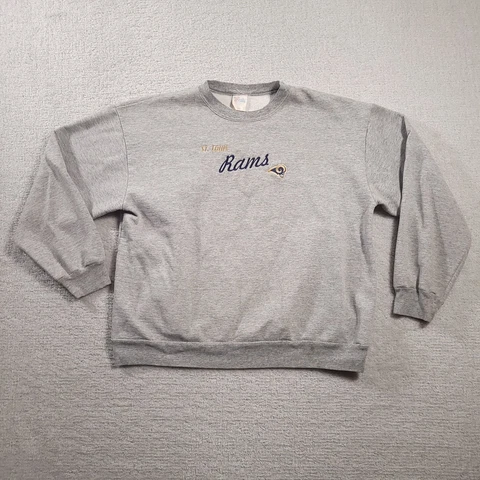 Vtg 90s NFL St. Louis Rams Crew Neck Sweatshirt Adult XL Gray USA Made PHOTOS Cover
