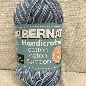 (1) 12oz Bernat Handicrafter Cotton Yarn 33181 FADED DENIM BLUE Med 4 Ultra Soft - Picture 1 of 8