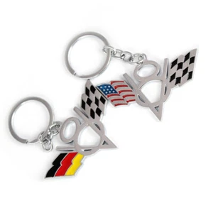 1pc Zinc Alloy US German V8 Racing Flag Emblem Key Chain Key Ring High-end Gift - Picture 1 of 9