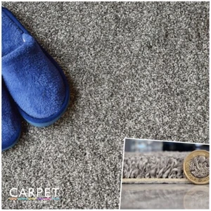 Soft Plush Grey Carpet 18mm Thick Felt Back Carpet 4m 5m Width - Picture 1 of 7