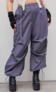 Cider Curve Plus Purple Drawstring Waist Cargo Crop Pant Wide Leg 3XL NWT 40x24" - Picture 1 of 7