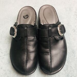 Crocs Women's Size 9 Shoes Cobbler Buckle Clog Mules Black Leather 15513