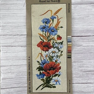 Royal Paris Steiner 13765 Wild Flower Needlepoint Tapestry CANVAS ONLY Worked - Picture 1 of 13