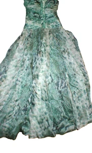New 38 Carlos Miele Womens 4 Silk Runway Gown Dress Strapless Silk Green Snake - Picture 1 of 13