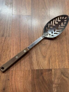 Vintage Stainless Steel Slotted Serving Spoon Made In USA 11" Unmarked - Picture 1 of 9