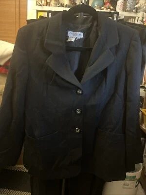 DAVID Brooks 100% Wool Blazer Jacket Black Lined 3 Button Petite Women 12P - Image 1 of 4
