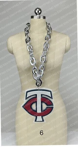 New MLB MINNESOTA TWINS Jumbo Big SILVER Fan Chain Necklace Foam - Picture 1 of 3