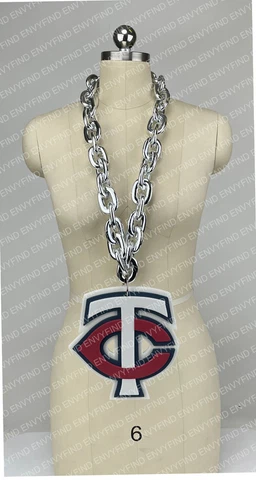 New MLB MINNESOTA TWINS Jumbo Big SILVER Fan Chain Necklace Foam Cover