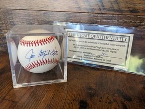 Jim "Catfish" Hunter signierter Rawlings Baseball Yankees/Athletikständer/COA - Bild 1 von 4