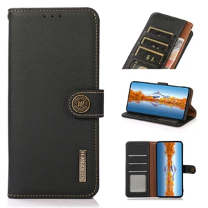 Moderno estuche tipo billetera abatible de cuero real con soporte para OPPO - Imagen 1 de 14