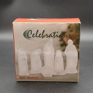 Christmas Nativity Vintage 6 Pc. Glass 4" Tall #33340 New Old Stock - Bild 1 von 9