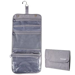 Hanging Toiletry Travel Bag Water-Resistant Cosmetic Organizer Gray - Picture 1 of 7