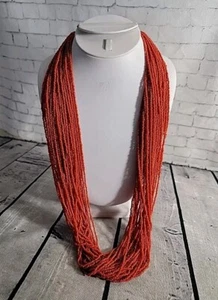 Natural Red Coral Native American Necklace 30 Multi Strand Beaded 188 G, 33" - Picture 1 of 9