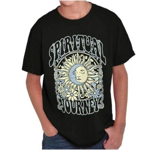 Celestial Sun Moon face Spiritual Journey Youth Crewneck T Shirts Boy or Girl - Picture 1 of 7