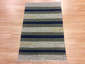 ALFOMBRA Durrie 60x90 cm azul étnico telar a mano 100 % algodón telar a mano - Imagen 1 de 5