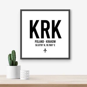 Personalised Poland Krakow Airport code print - Any Airport/Location, Aviation - Picture 1 of 5