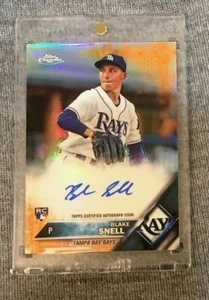 Blake Snell 2016 Topps CHROME #D /25 ORANGE AUTO ROOKIE RC LOGO SSP DODGERS 2XCY - Picture 1 of 5