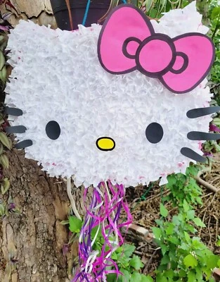 Hello Kitty Pull String Piñata Handmade  Birthday Party Decor Pinata  Small  - Image 1 of 4