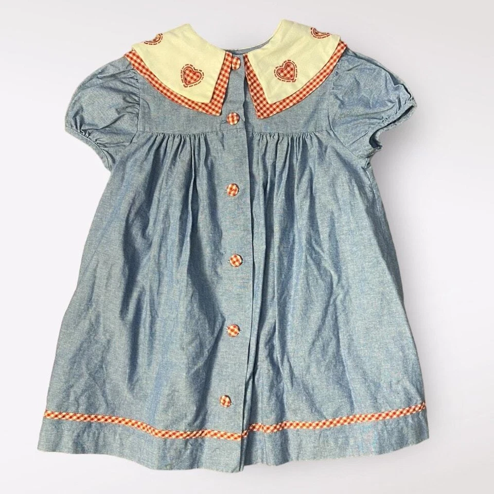 Vestido Bonnie Jean Vintage Corazón Abotonado Talla 4T Foto 1 de 4