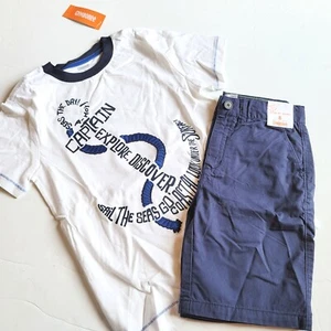 Gymboree Boys 8 "Seas the Day" Anchor Tee Blue Prep Fit Twill Shorts Set NWT - Picture 1 of 3