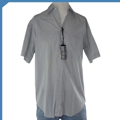 Belmonte Camicia Uomo 42 16 1/2 Large Grigio Doppio Ritorto Manica Corta Cotone - Immagine 1 di 4